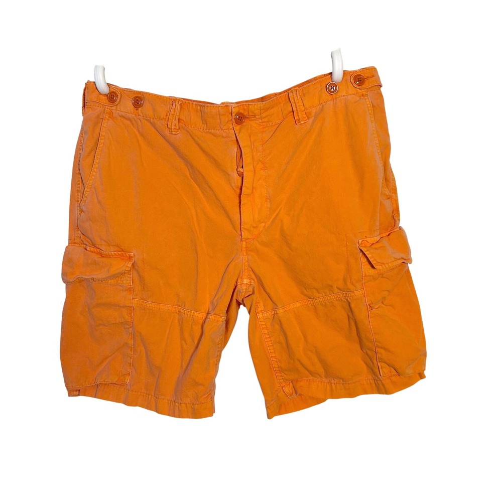 Vintage Y2K Polo Ralph Lauren 40T Orange Utility Cotton canvas worn Cargo Shorts